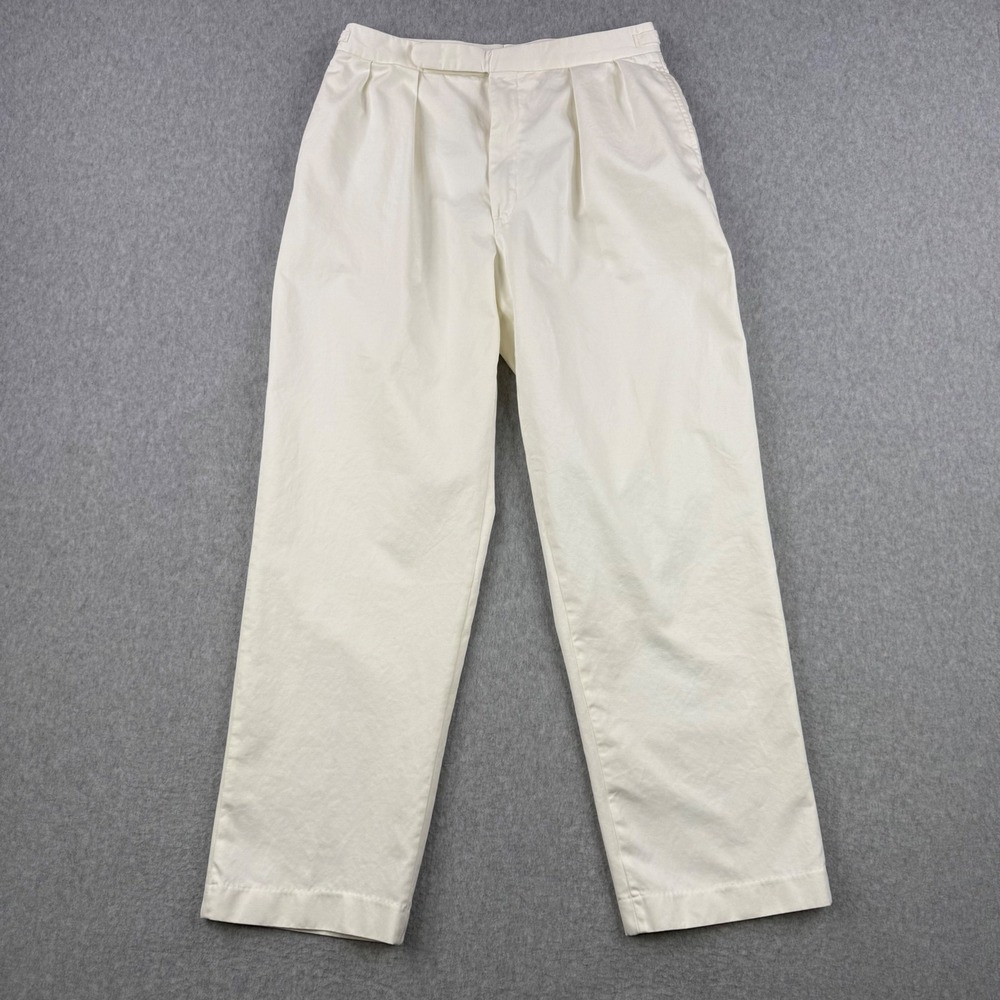 Vintage Polo Ralph Lauren Pants Mens 36x32 Off White Pleated Baggy Made In USA